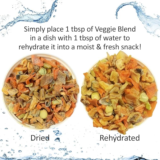 Veggie Blend - Healthy Natural Mixed Dried Vegetable Treat - Sweet Potatoes, Carrots, Peas - for Degus, Chinchillas, Sugar Gliders, Hedgehogs, Guinea Pigs & Small Pets… (8 Ounce (Pack of 1))