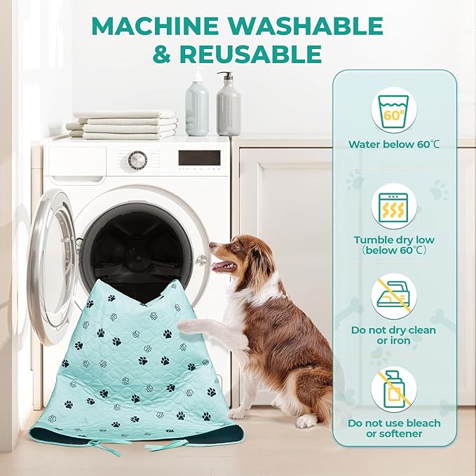 Fostanfly Washable Pee Pads for Dogs, 2 Pack Large 31"x36" Ultra-Absorbent and Leak-Proof Non-Slip Reusable Potty Training Pads for Dogs, Cats, Puppy, Potty of Add 8 Lanyards, Green