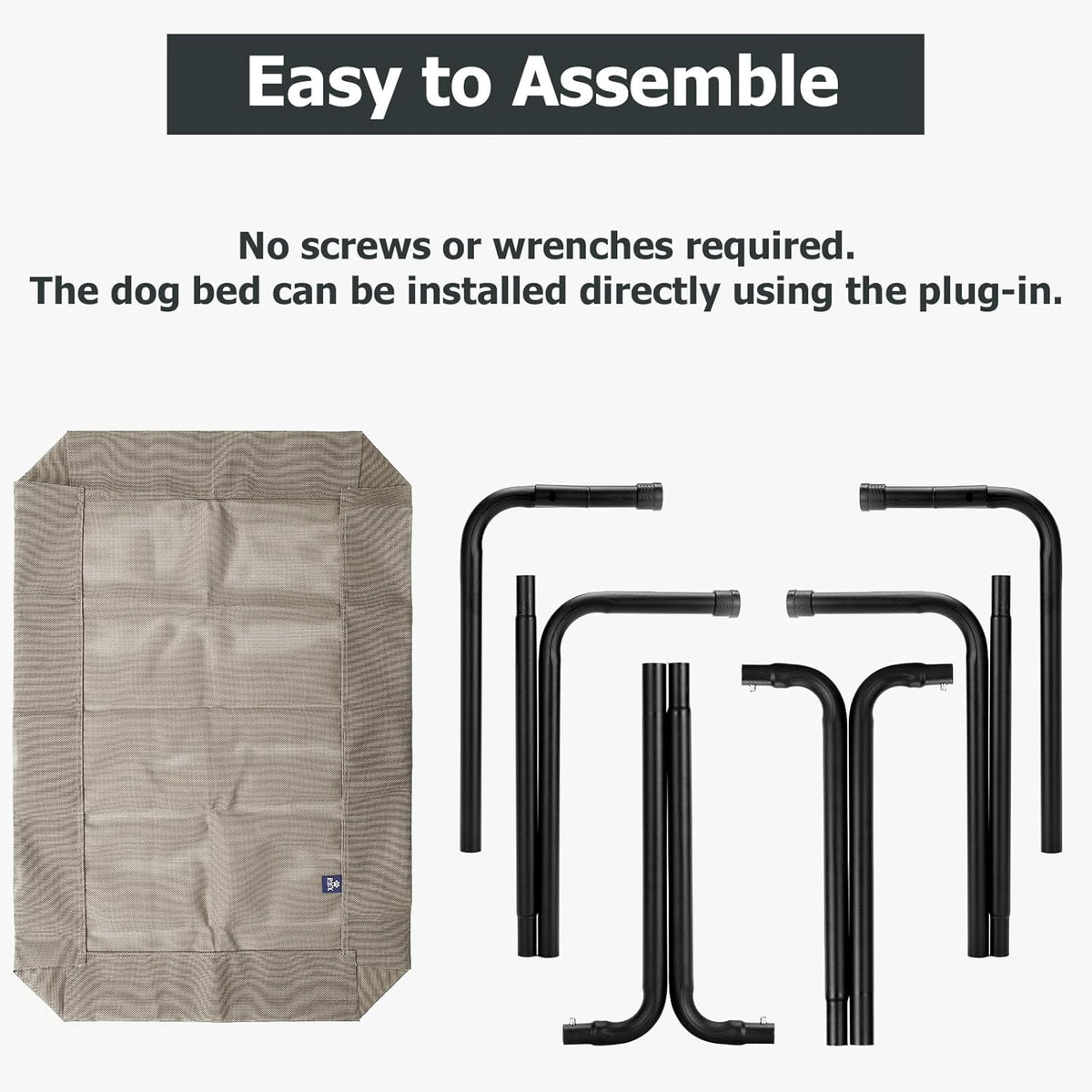 Elevated Dog Bed for Outdoor, Large Raised Dogs Cot for Training, Cooling Pet Beds with Washable Mesh, Indestructible Lifted Platform for Outside Camping, 41 inch Brown
