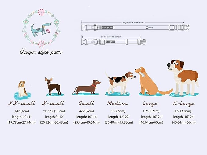 Unique style paws Dog Collar Metal Buckle Orange Collar Gift Durable Cute Collar for Small Medium Large Boys Girls Dogs