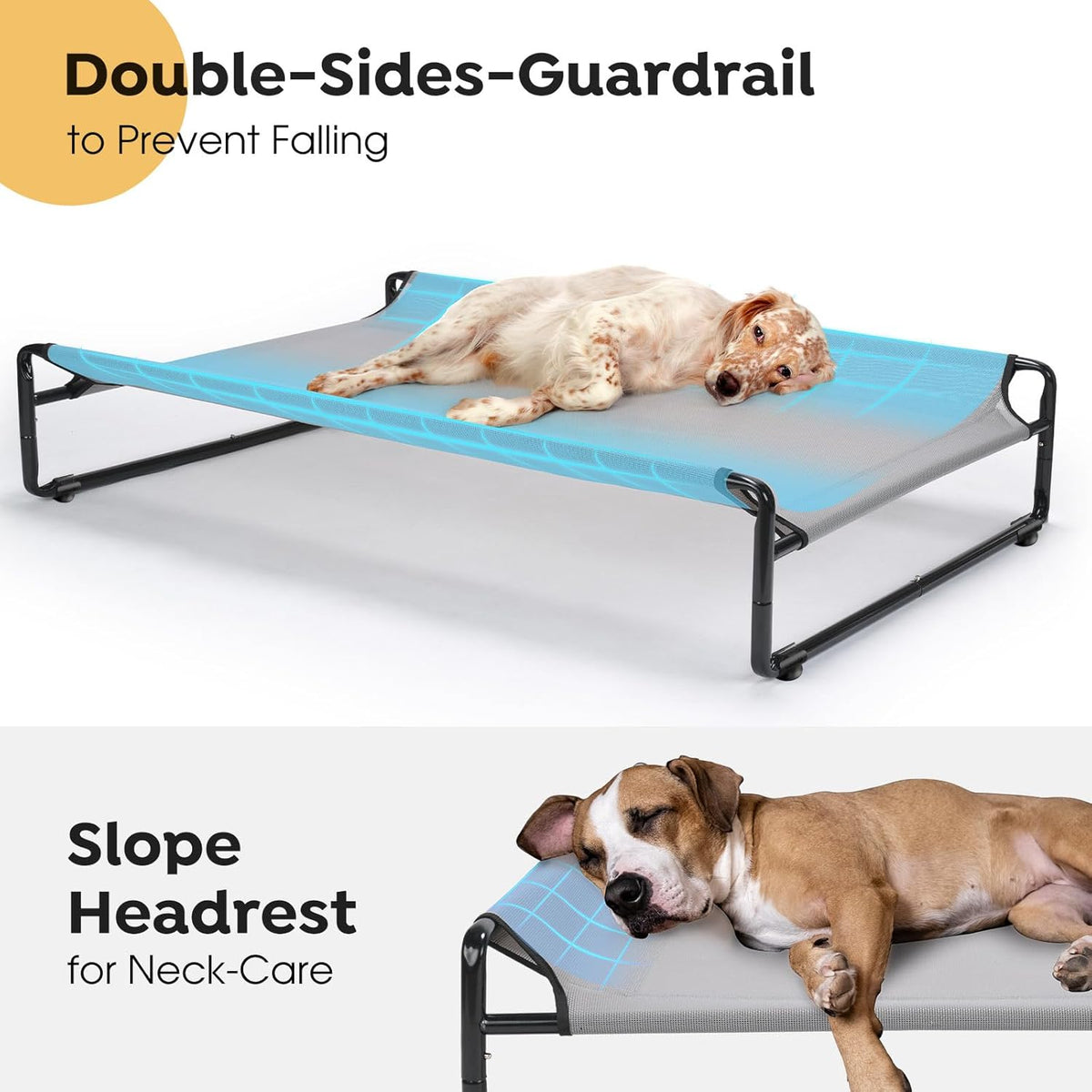 Veehoo Original Outdoor Elevated Dog Bed, Cooling Raised Dog Cot for Large Dogs, Portable Standing Pet Hammock Platform with Washable Breathable Mesh, No-Slip Feet, XX-Large, Grey, CWC2201