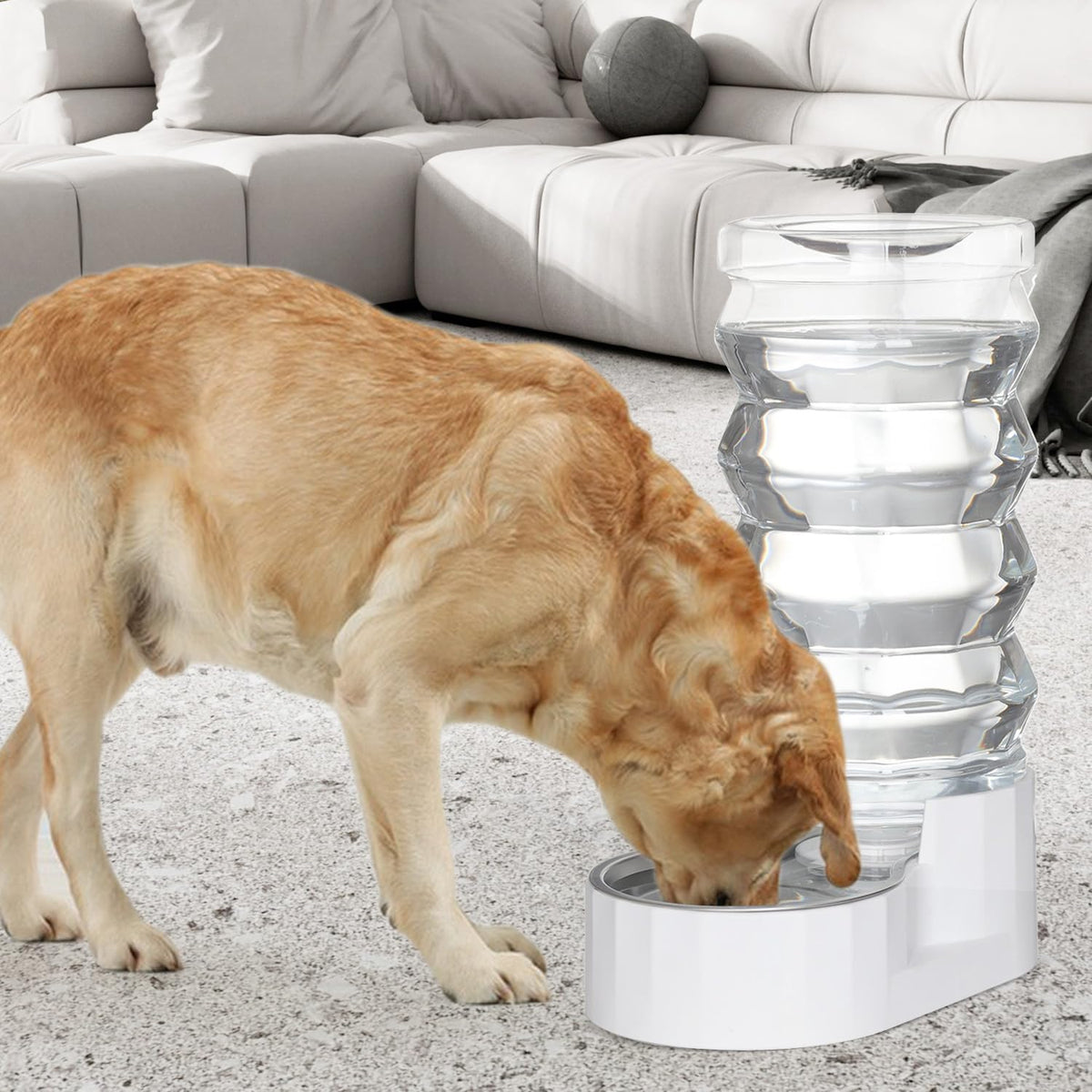 Sfozstra Automatic Pet Water Dispenser: 9L Lagre Dogs Stainless Steel Gravity Feeder - Convenient Drinking Water Dispenser Designed for Dogs and Cats (White, 9L)