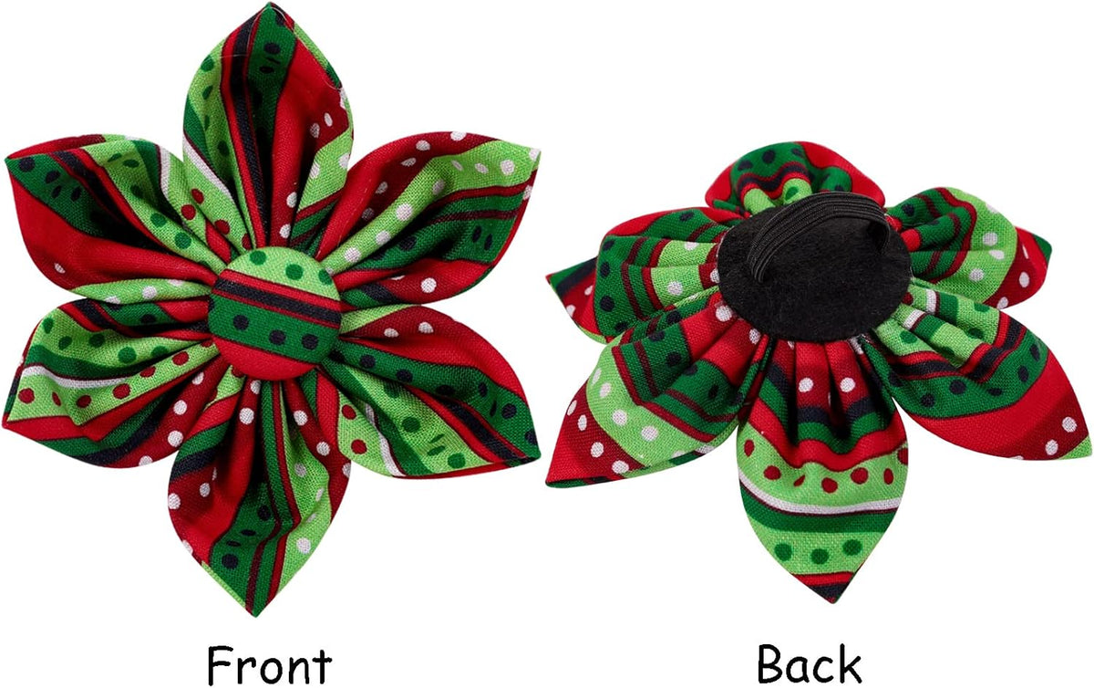 Lionet Paws Christmas Dog Collar with Flower, Dog Flower Collar with Metal Buckle for Dogs and Cats, Adjustable Comfortable Dog Collar Girl Gift, S, Neck 10-16 in