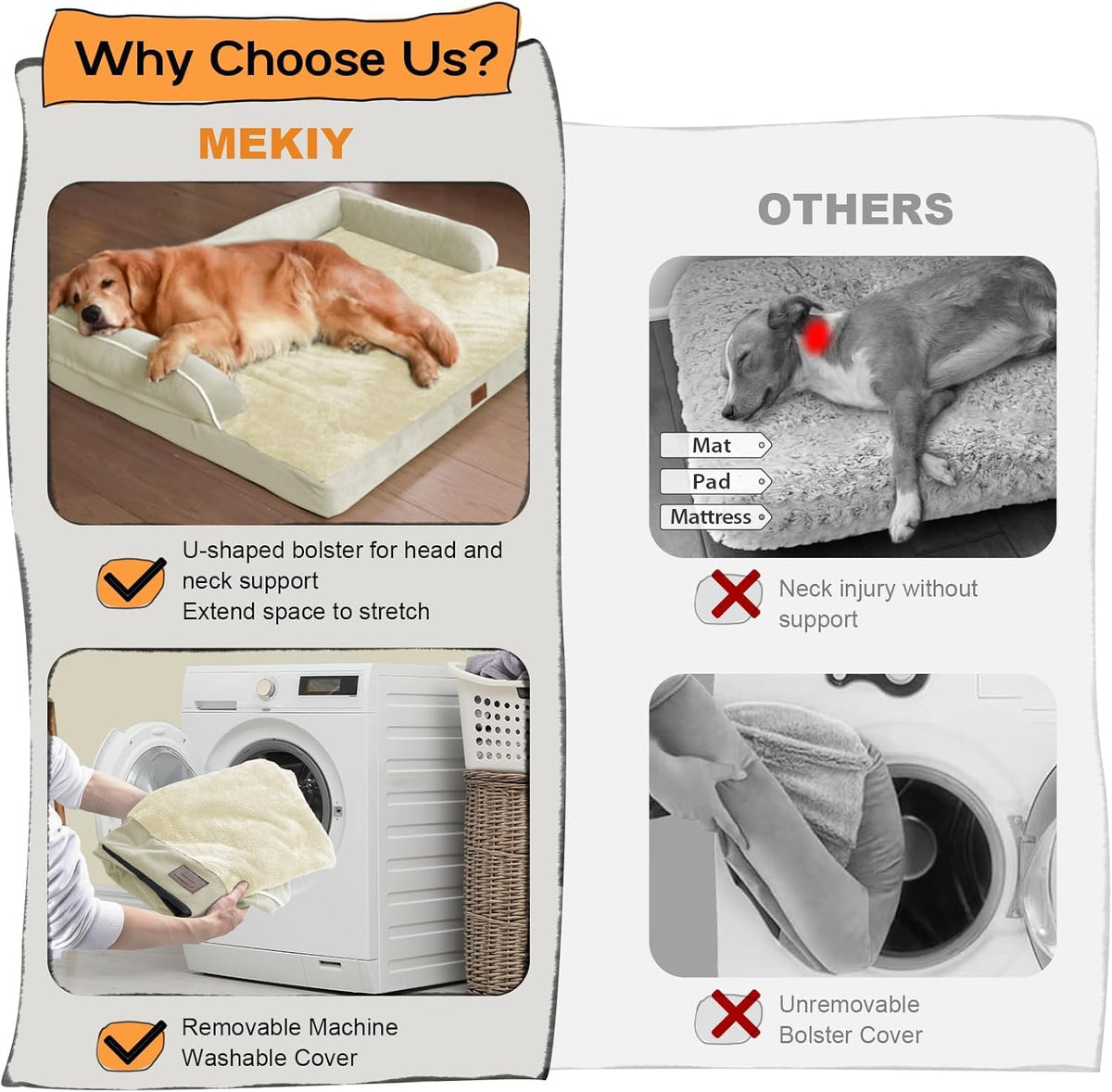 Dog Bed Medium Size Dog-Orthopedic Waterproof Bed for Dogs,Foam Couch Sofa with Washable Removable Cover & Non-Slip Bottom-Beige