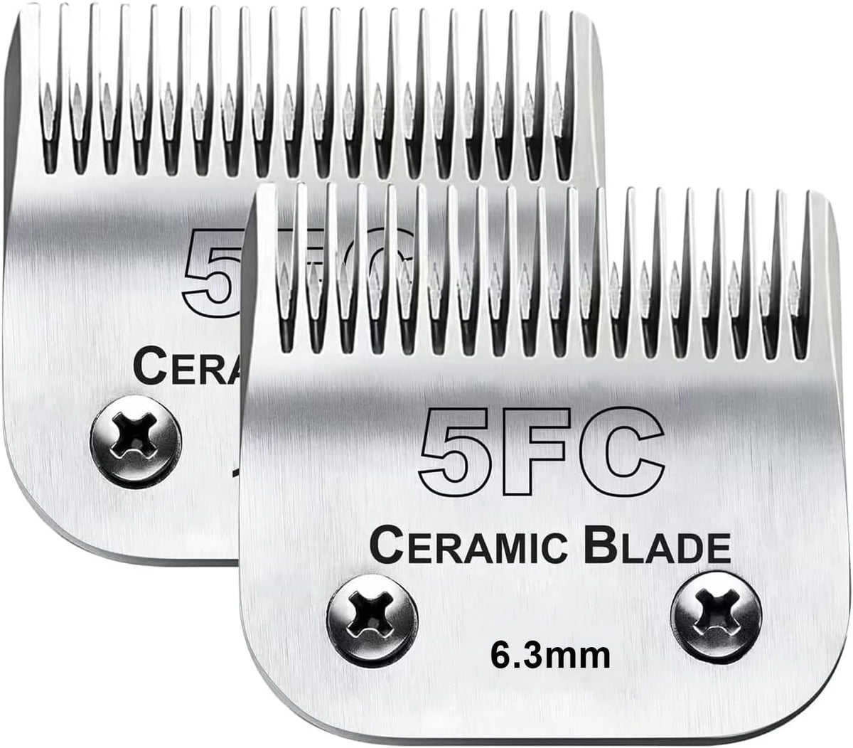 2PC 5FC Blade Dog Grooming Clipper Replacement Blades Compatible with Andis Dog Clippers,Detachable Ceramic Blade & Stainless Steel Blade,Size-5 FC 1/4-Inch Cut Length (64122)