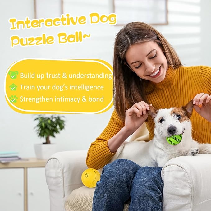 Dog Puzzle Toy 2 Pack, HIPPIH Interactive Dog Toys for Treat Dispensing, Durable Puppy Toys for Teething Small Dogs, Dog Treat Ball for Teeth / Slow Feeder/ IQ Training/ Playing