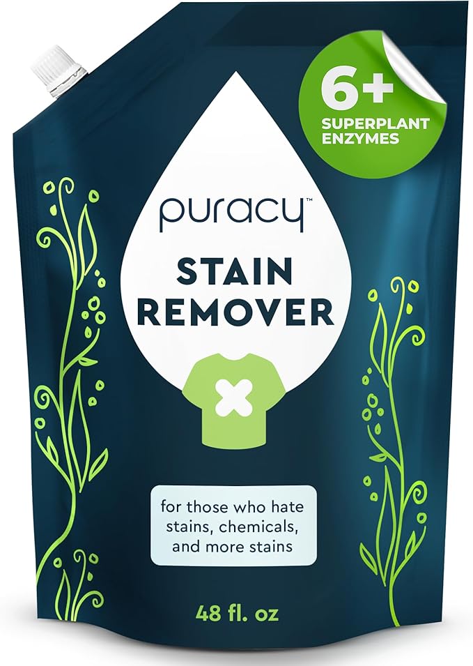 Puracy Stain Remover Cleaning Spray Refill - Enzyme-Powered Stain Remover Spray As Seen on TikTok, Natural Travel Spot Removal for Clothes (Unscented, 48 fl oz)