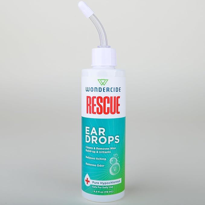 Wondercide Rescue - Ear Drops for Pets - Cleans and Removes Wax Build-Up and Irritants for Dogs and Cats - Relieves Itching and Redness with Pure Hypochlorous - 4 oz