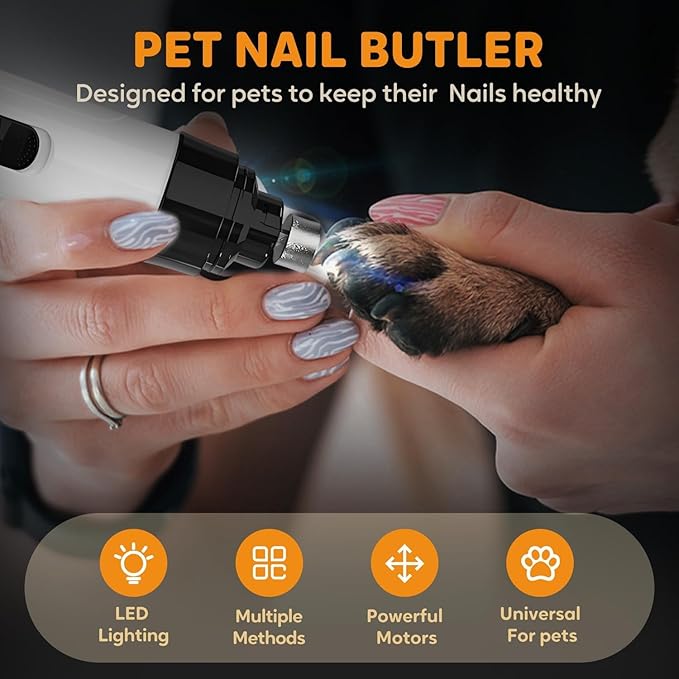 Silent Groom Pro Nail Grinder, 2025 New Electric Dog Nail Trimmer, Pet Nail Grinder for Dogs Cats, Rechargeable Dog Nail Clippers, Pet Paws Grooming & Smoothing Tool