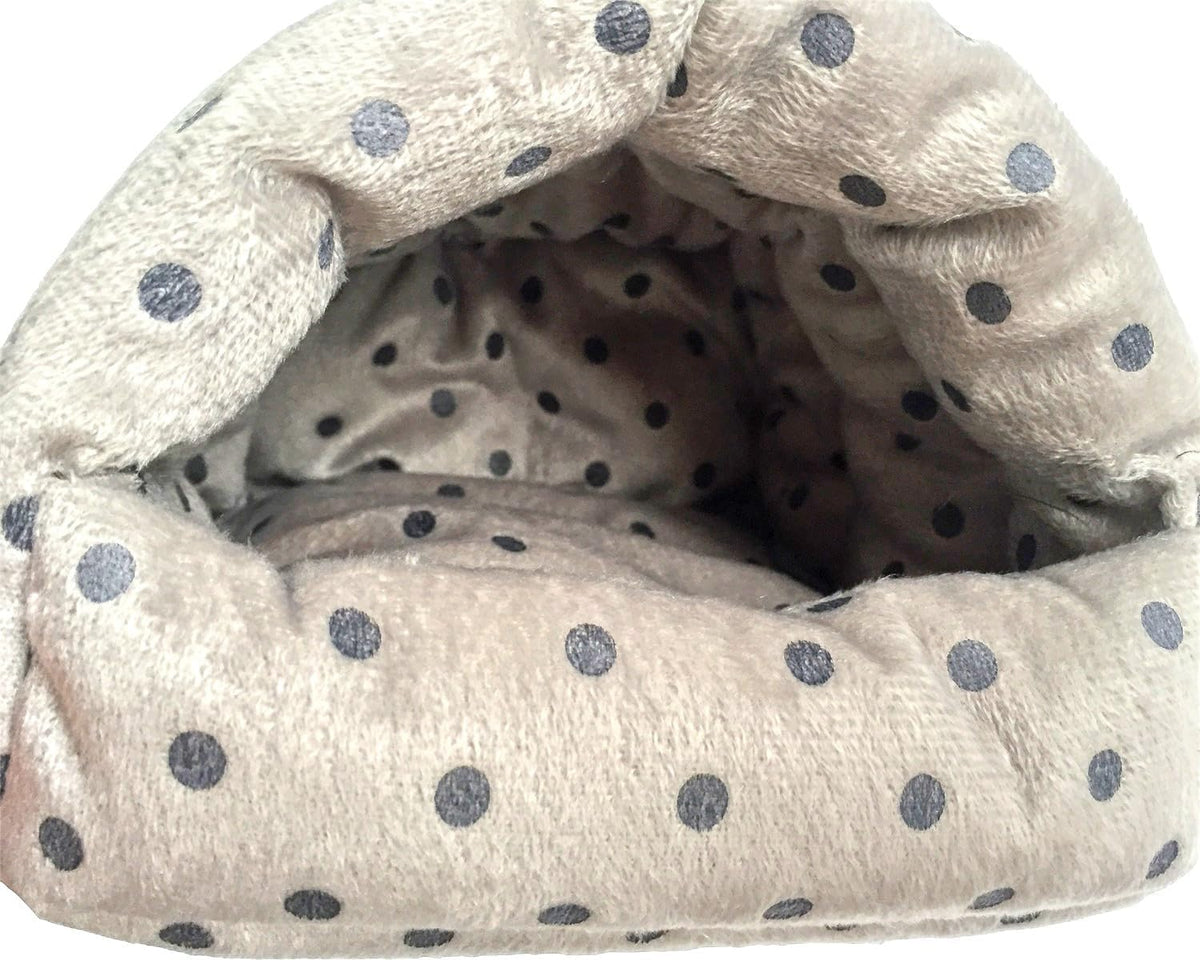 WOWOWMEOW Guinea Pig Cave Bed Small Animals Warm Cage Hanging Bed for Rat, Chinchilla, Hedgehog, Rabbit (M, Dot-Grey)