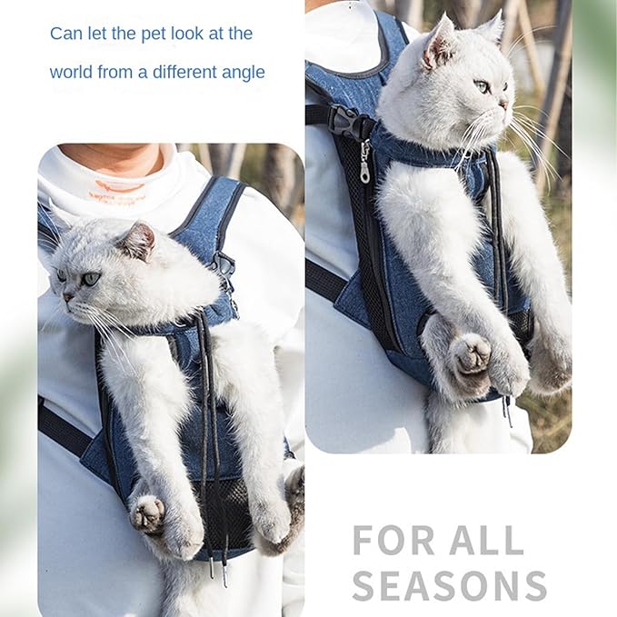 Portable Pet Carrier Backpack, Adjustable Pet Front Cat Dog Carrier Backpack Travel Bag for Small Medium Dogs Cats Puppies, Cat Backpack Carrier for Hiking Cycling (B, S)