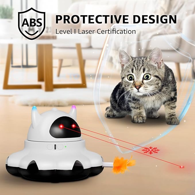 MIKK Cat Laser Toy Cat Feather Toys 2-in-1 Interactive for Indoor Cats Automatic with Remote Control Moving Ambush USB-C Rechargeable Electronic Kitten Toy for Indoor Exercise
