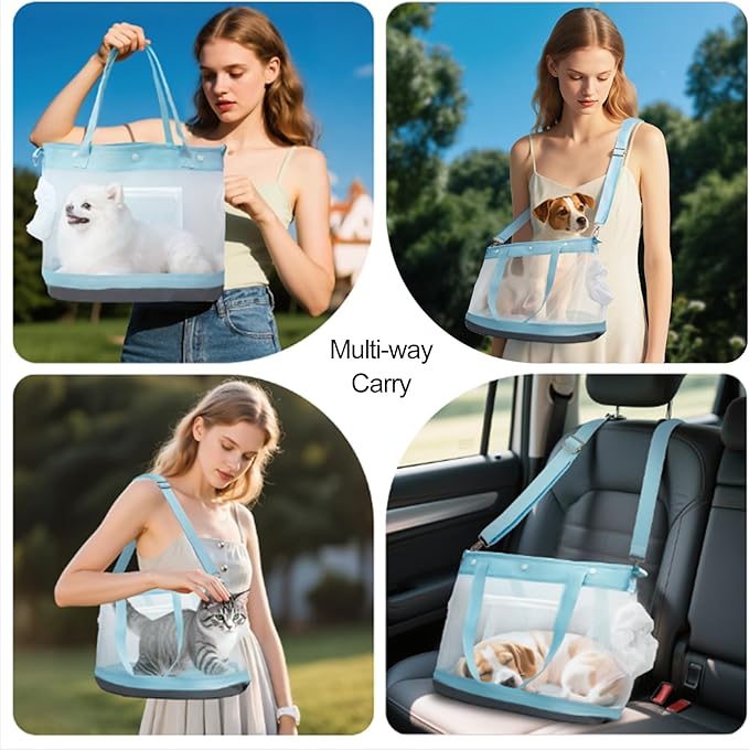 Dog Purse Carrier for Small Dogs Cat Kitty Puppy Rabbit Bunny Dog Cat Bag Carrier for Animals up to 22lbs Soft Sided Collapsible Pet Carrier Sling for Outing Travel Vet-Light Blue