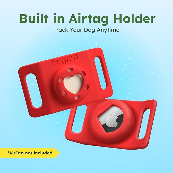 BugMD Paw Guardian Flea and Tick Prevention Pendant for Dogs with AirTag Holder | Plant-Powered Flea & Tick Control for Dog Collars Harnesses | Dog Tag with Air Tag Holder - Red