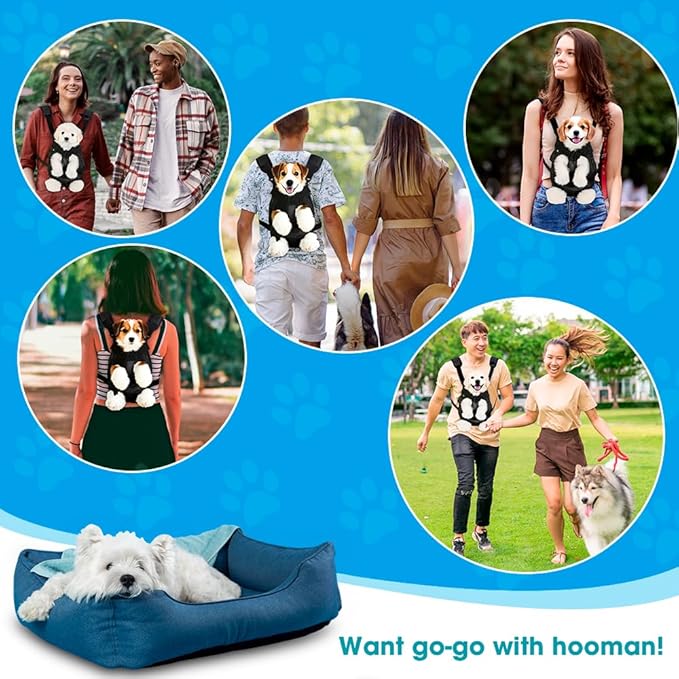Dog Backpack Carrier, Adjustable Pet Front Carriers, Legs Out Carrying Sling Travel Bag for Small Medium Dogs 4-7 Lbs, Soft Wearable Puppy Chest Carry Backpacks for Walking/Hiking/Camping/Traveling