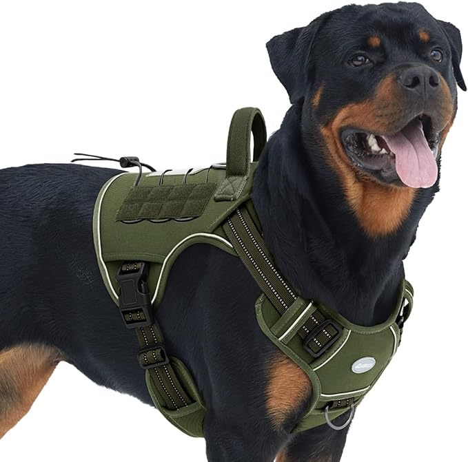 AUROTH Tactical Dog Harness for Large Dogs No Pull Adjustable Pet Harness Reflective K9 Working Training Easy Control Pet Vest Military Service Dog Harnesses
