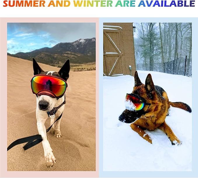 Winproof Large Dog Sunglasses with Adjustable Strap, UV Protection, Soft Goggles for Medium-Large Dogs