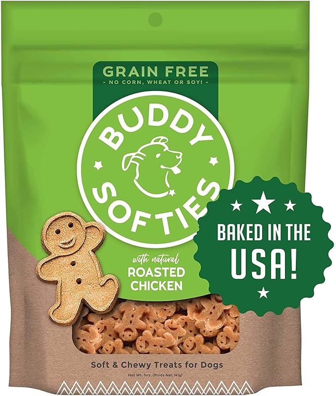 Pet Faves Buddy Biscuits Soft & Chewy Treats for Small & Large Dogs, Grilled Beef, Roasted Chicken, Bacon & Cheese Peanut Butter with 10ct Wipes (2 Grain Free 5oz, 2 Healthy Whole Grain 6oz)