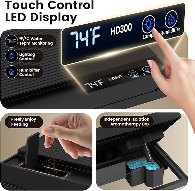 Fishkeeper 2.3G Smart Aquarium - Ultra Clear Glass Fish Tank w/Auto Timer 8-Color RGB Lights, 4-in-1 Self-Cleaning Silent Water Pump, Aromatherapy, Temperature Display, Perfect for Desktop Decor