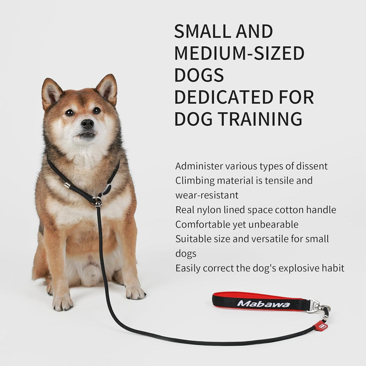 Dog Anti-Slip Leash 5FT with Metal Stopper - Durable No-Pull Training Lead for Small, Medium & Large Dogs - Comfortable Handle Nylon Rope, Tangle-Free Pet Walking Leash (Black, 5 FT)