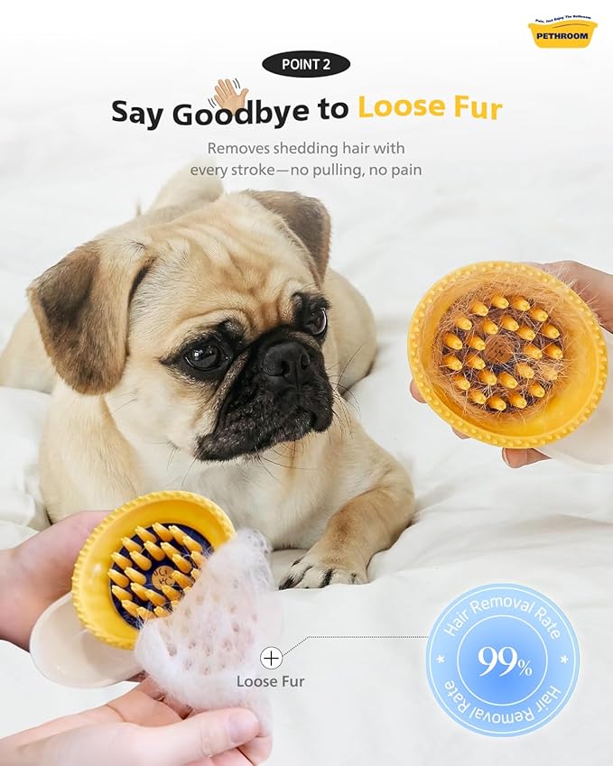 [PETHROOM] Cat Brush for Shedding Cats,Dogs, Kitten | Gentle Deshedding & Grooming Tool for Short or Long Hair | Safe Massage Brush for Sensitive Skin | Sturdy, Durable, and Portable