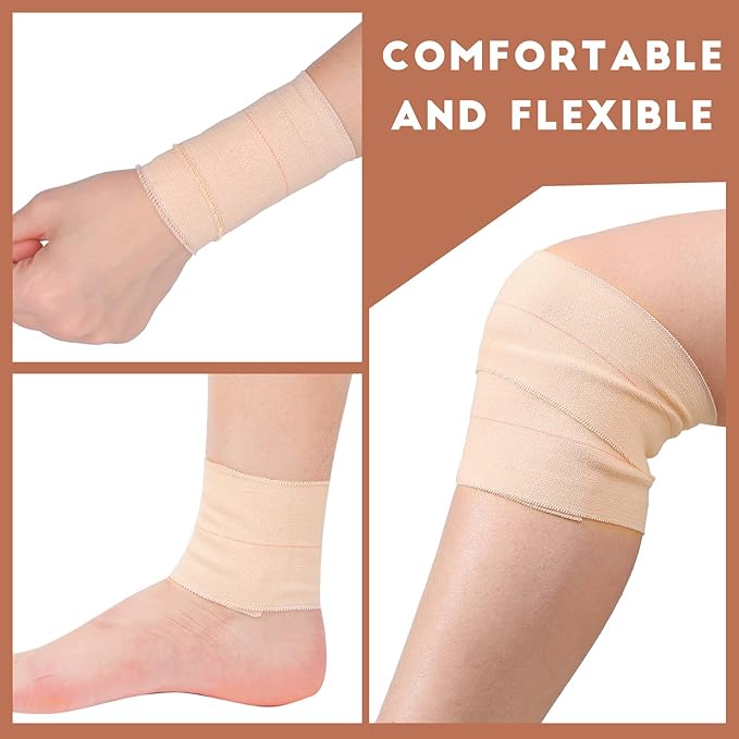 Tondiamo 8 Rolls Elastic Adhesive Bandage Tape Medical Bandage Wrap Athletic Sports Tape Flexible Stretch Skin Bandages Strips for Ankle, Knee, Wrist Sprains Animal Pets(4 Inch X 5 Yard)