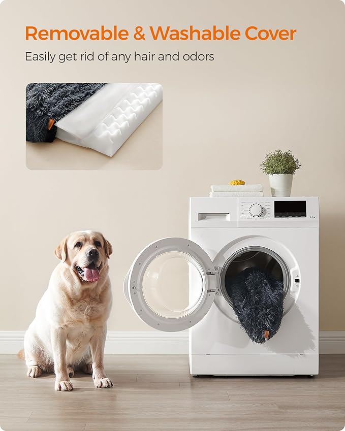 Feandrea Dog Bed, Orthopaedic Dog Sofa Bed for Medium and Large Dogs, Waterproof Ped Bed with Removable Washable Cover, 42 x 31.5 x 9 Inches, Dark Gray UPGW233G02