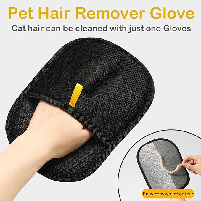 Pet Hair Remover Glove for Cats & Dogs, Electrostatic Pet Hair Removal Gloves, 2PC Upgrade Reusable Pet Hair Remover Glove, for Furniture, Carpet, Car Seat, Pet Grooming