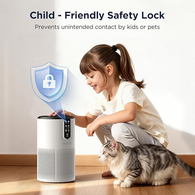 Air Purifiers for Home Large Room Up to 1300 ft², KOIOS H13 True HEPA Air Purifier for Bedroom, 15dB Quiet With Fragrance Sponge & Night Light, Eco Mode, Air Cleaner for Pets and Odors