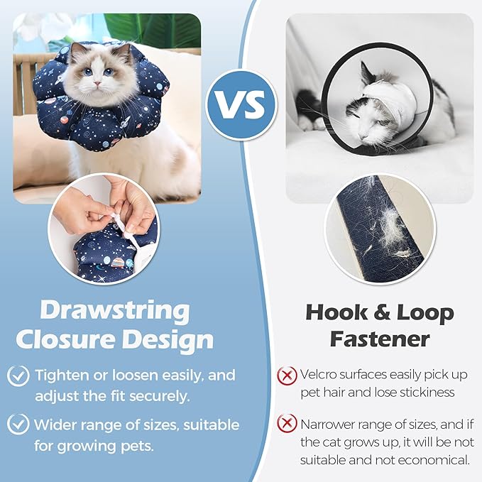 ComSaf Soft, Protective Adjustable Cat Cone Collar to Stop Licking After Surgery, Comfortable Lightweight Elizabethan Collar for Large Cat and Small Dog, Dog Recovery Collar Prevents Licking Wounds
