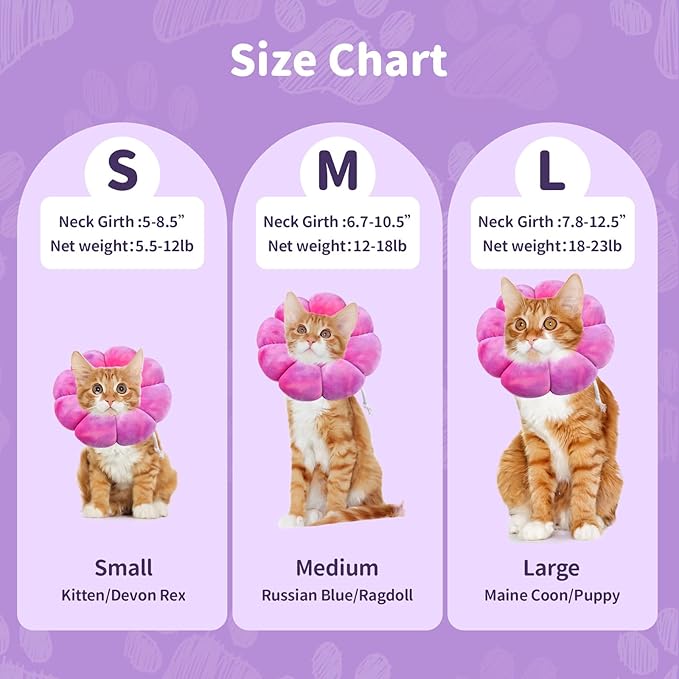 Dog Cat Surgical Recovery Cone Dog Protective Collar, Pet Recovery E-Collar Soft Neck Cone to Stop Licking Wound for Cats & Kittens Small Dog After Surgery