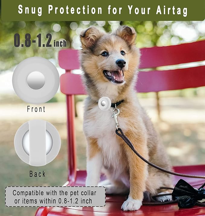 Airtag Holder for Dog Collar, Cibaabo Silicone Air Tag Case Cover Compatible with Apple Airtags for 0.8-1.2inch Cat Pet Collar Harness Loop