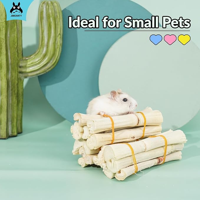 JONSΛNTY 25-28 PCS 330g Natural Sweet Bamboo, Chew Toys for Rabbit, Guinea Pig, Hamster, Chinchilla, Bunny, Rat, Teething Toy for Small Animal