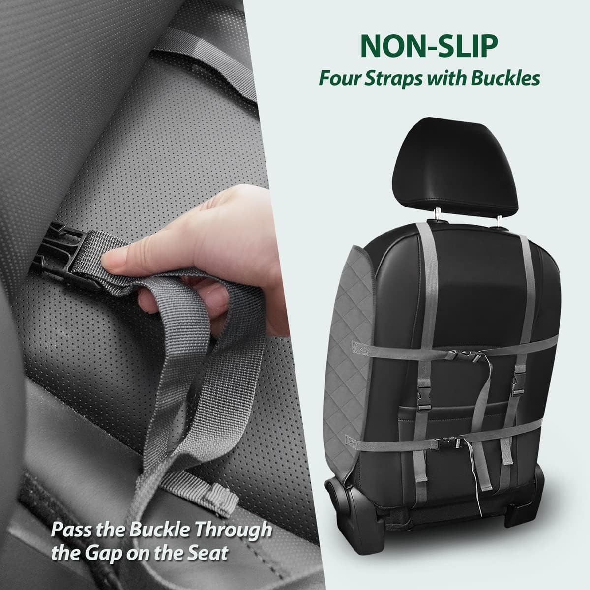 Dog Car Front Seat Cover with Side Flaps & Buckle Straps for Pet, 100% Waterproof 600D Oxford Single Seat Protector Heavy Duty Quilted Scratch Proof, Universal Size for SUV Truck, Grey