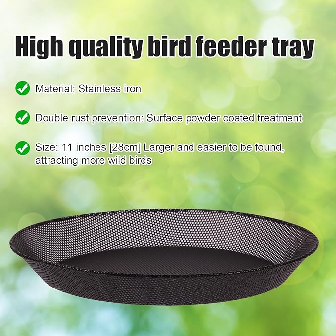 Hanging Bird Feeder Bowl with 16.3 inch Iron Hanging Chain Detachable Outdoor Decor for Garden Backyard Patio and Deck - Perfect for Attracting Birds