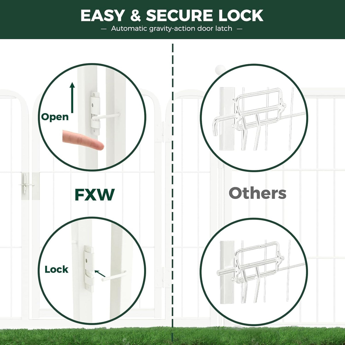 FXW Rollick Unleashed Dog Playpen for Indoor, Yard, RV Camping, 32 inch 48 Panels for Small and Medium Dogs, White│Patented