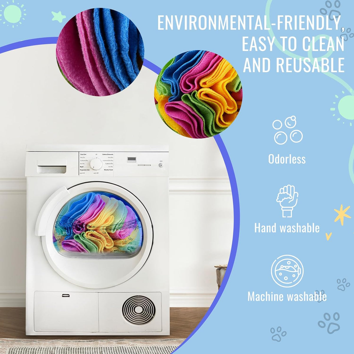 Pet Snuffle Ball, Puzzle Sniffing Interactive Dog Ball for Blind Dogs Training Stress Relief Dog Enrichment Toys Treat Machine Washable (20cm, New Rainbow Color)