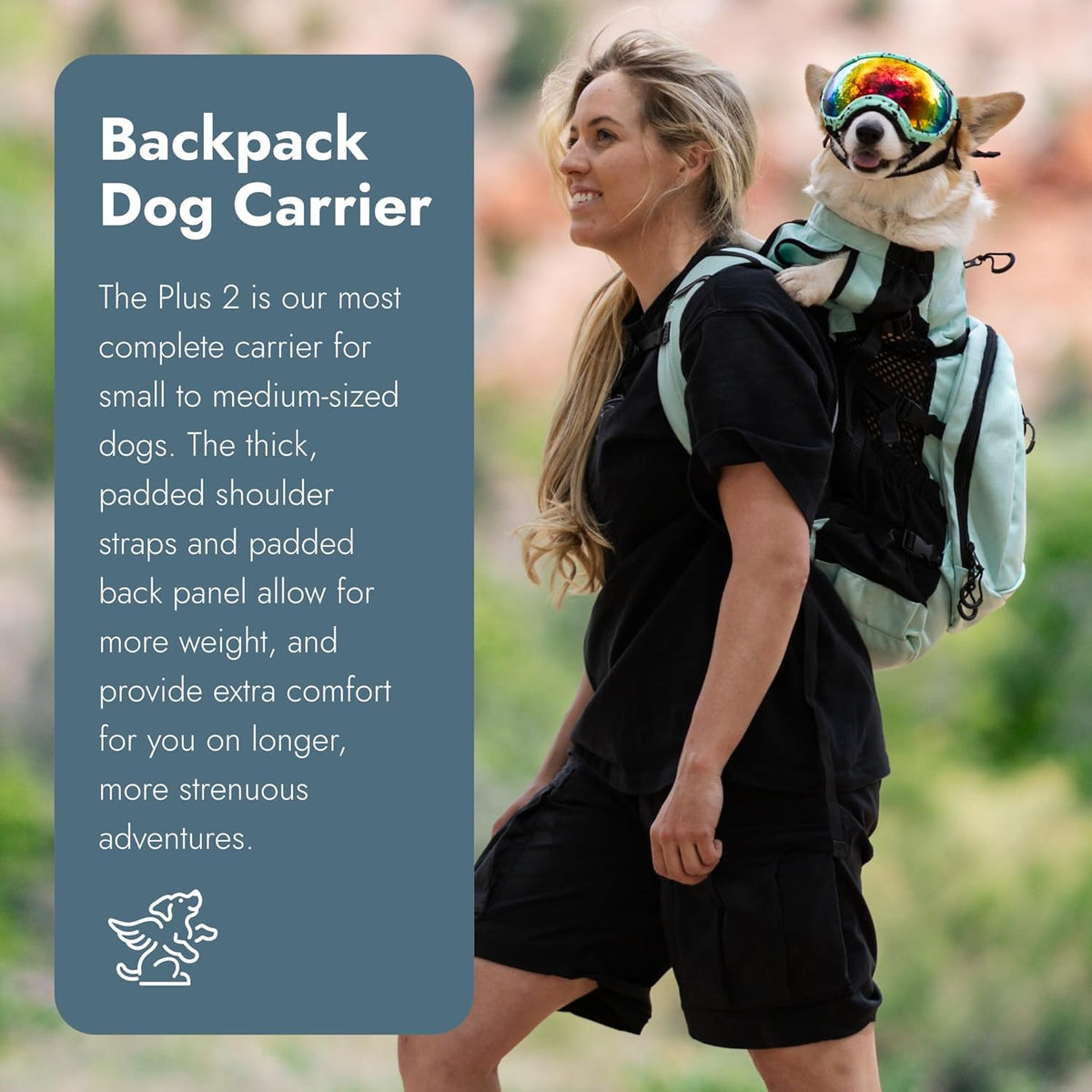 K9 Sport Sack Plus 2 - Small, Light Grey - Ideal for Dogs 13-16” Long - Adjustable, Backpack-Style Carrier with Multi-Functional Storage Pack, Thick Shoulder Straps & Padded Back Panel