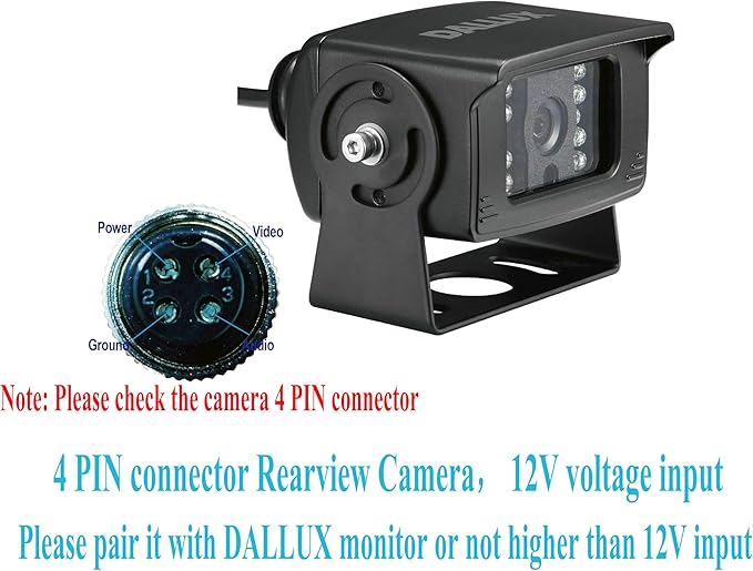 Truck Backup Camera with Parking Line Switch ON/Off for Bus/Travel Trailer/Van/Fifth Wheel/RV Camper