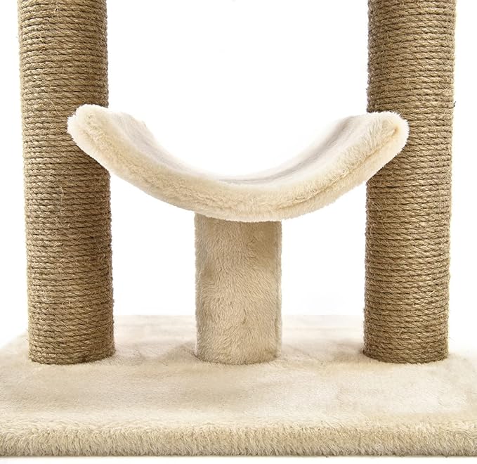 Amazon Basics Multi- Platform Cat Tree with Scratching Post for Indoor Cats up to 25lbs, 18 x 14 x 22 Inches, Beige