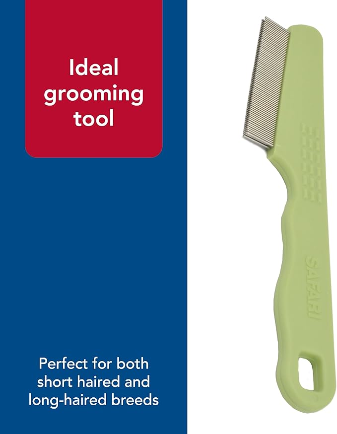 Coastal Pet Safari Double Row Comb - Helps Dry Skin - For Flea Prevention and Detection in Pets with Short and Long Hair