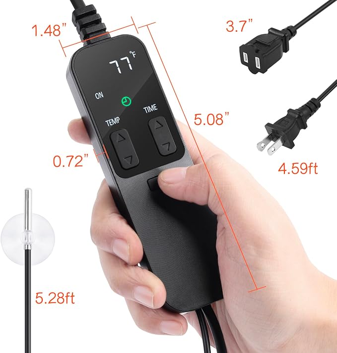 PID Dimming Thermostat Reptile with 24 Hours Cycle Timer for Reptiles Heat Lamp Heating Pad Seedling Heat Mat Temperature Controller
