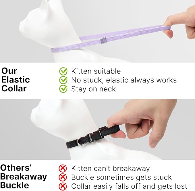 Safety Cat Collar - U.S. IDA Gold Awarding Design, Elastic Quick Release, Non Breakaway - Lightweight for Kitten, Neck Fit 7.8'-15.7' for All Small Large Cat,M(Blush Pink)
