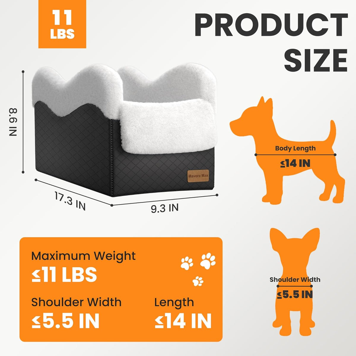 Conter Console Dog car seat(Light Grey/White) (Black/White, M)