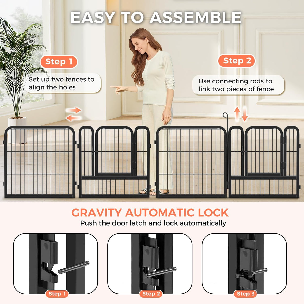 24 Inch Dog Playpen - 16 Panels Metal Pet Exercise Pen for Puppy, Indoor/Outdoor Dog Fence for Yard, Garden, Camping & RV Travel
