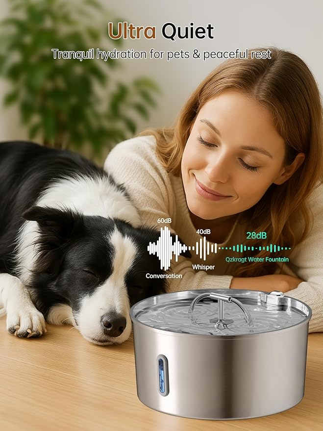 Dog Water Fountain for Large Dogs, 7L/236oz/1.8G Stainless Steel Dog Fountain, Large Automatic Pet Drinking Bowl Dispenser with Quiet Pump, Multiple Filtration, Dual-Stream for Cats and Dogs Indoor