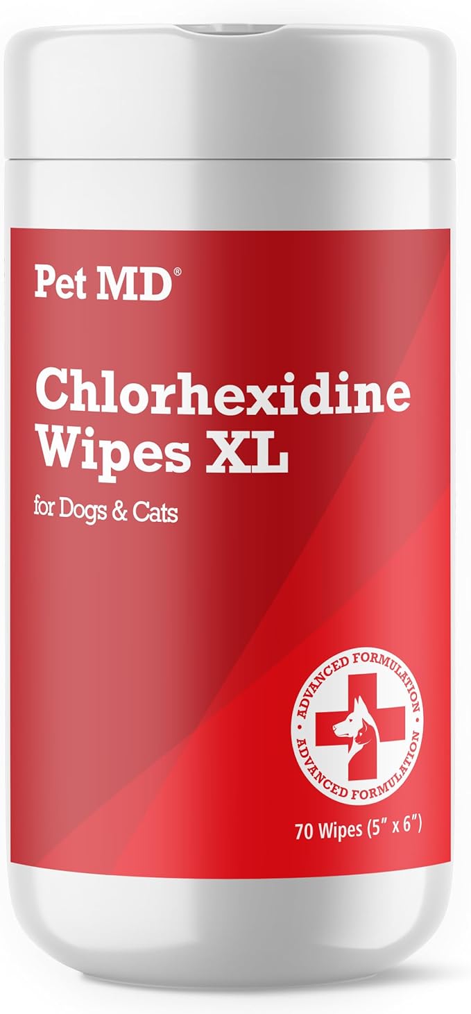 Pet MD XL Topical Wipes with Aloe for Dogs and Cats - Topical Wipes for Cleansing of Skin and Coat for Pets - 70 XL Wipes