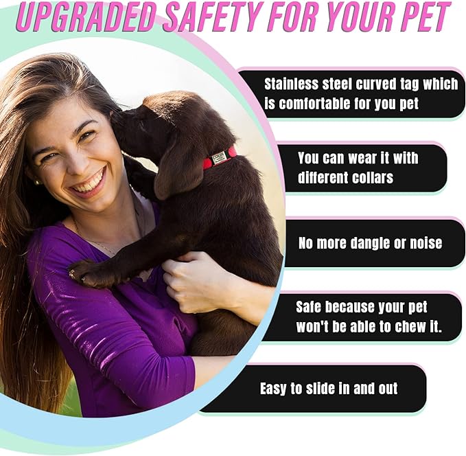 Personalized Dog & Cat ID Tags - No Noise, Engraved, Slide On - Custom Collar Tags for Small, Medium, Large Pets - Silent Puppy Identification Tags