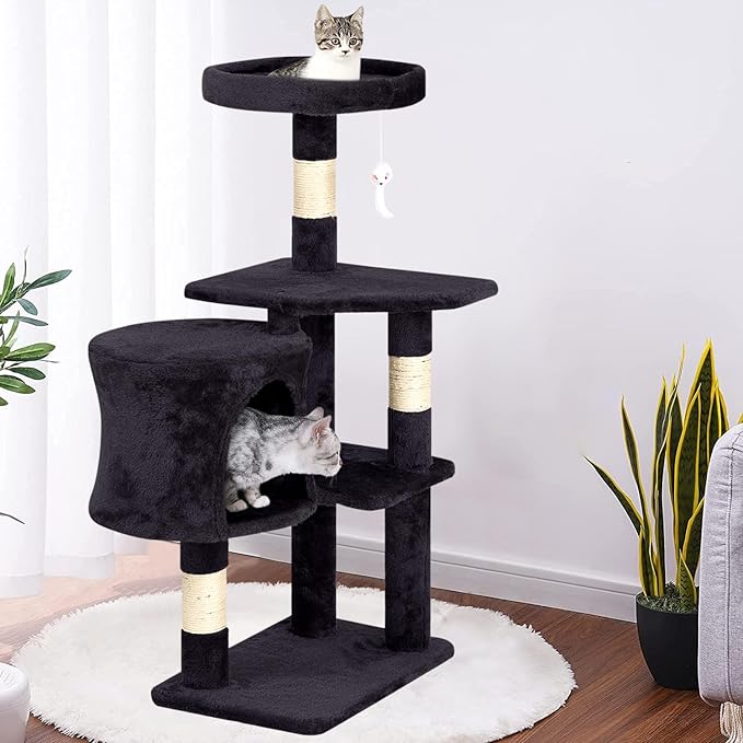 BestPet Cat Tree 36 inch Tall Scratching Toy Activity Centre Cat Tower Cat Condo Multi-Level Furniture Scratching Posts for Indoor Cats,Dark Gray
