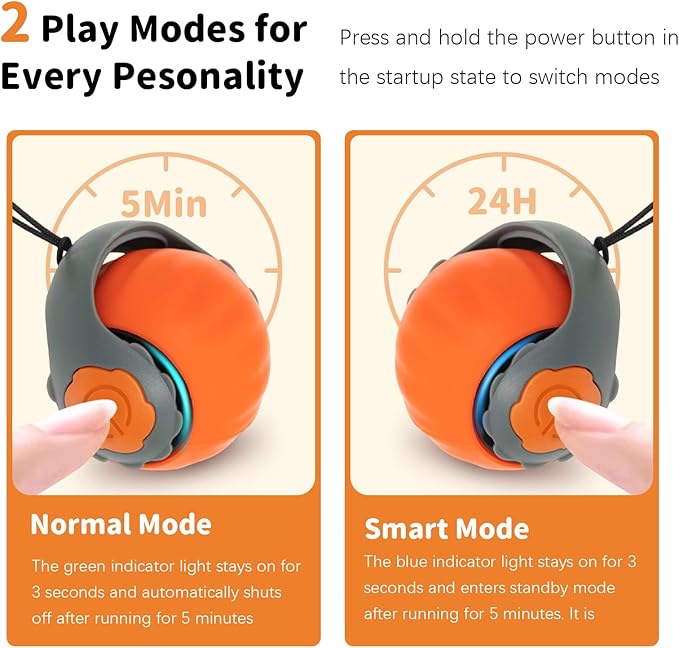 Interactive Cat Toys for Indoor Cats Smart Automatic Ball Rolling for Bored Kitten Pet Upgraded Speedy Moving Chase Dogs Toy Orange